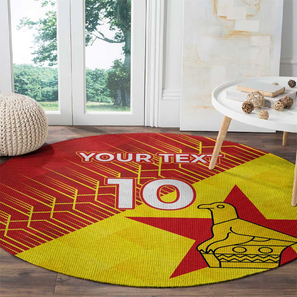 Custom Zimbabwe Cricket Round Carpet Flame Warriors Zimbabwe Spirit - African Pride