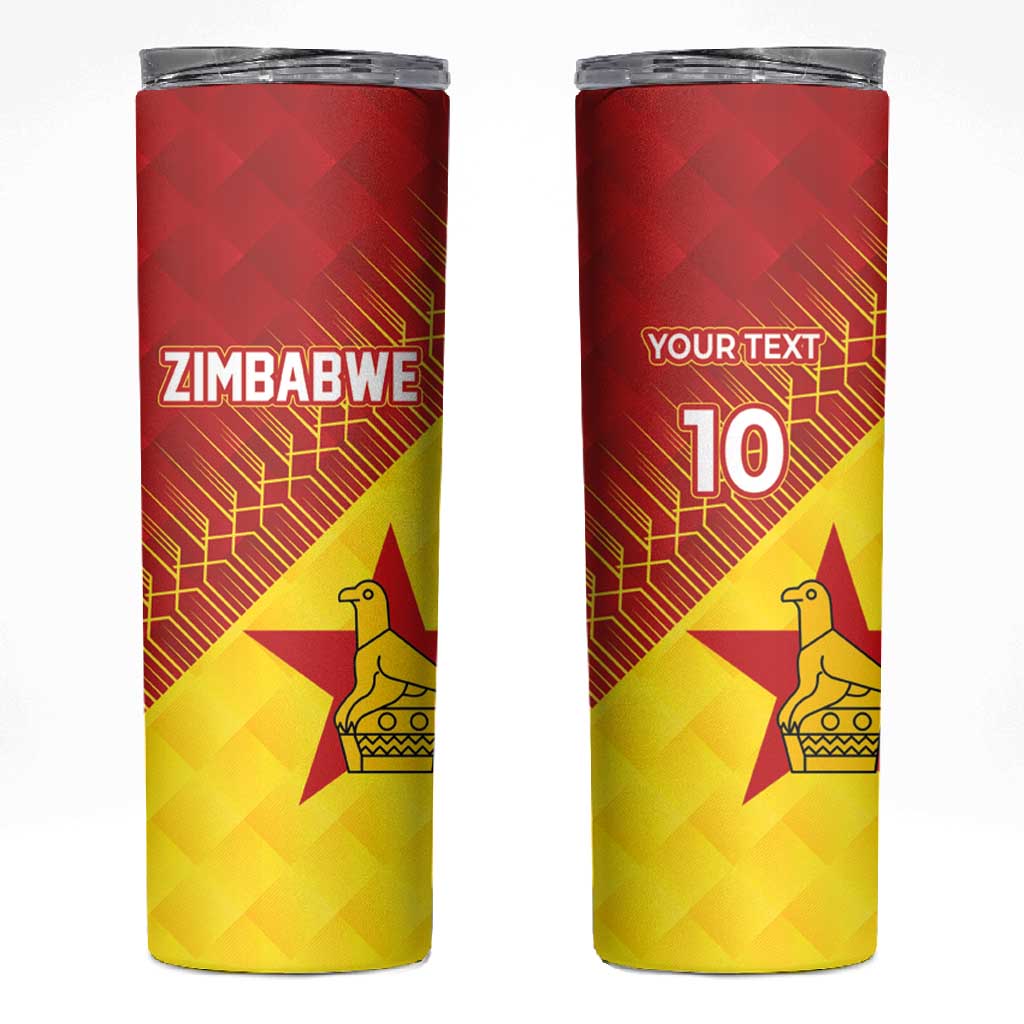Custom Zimbabwe Cricket Skinny Tumbler Flame Warriors Zimbabwe Spirit - African Pride
