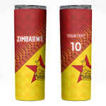 Custom Zimbabwe Cricket Skinny Tumbler Flame Warriors Zimbabwe Spirit - African Pride