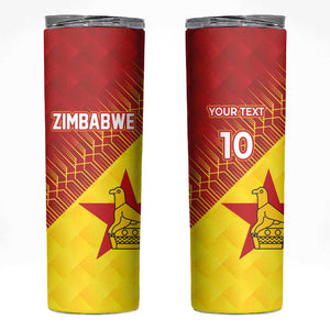 Custom Zimbabwe Cricket Skinny Tumbler Flame Warriors Zimbabwe Spirit - African Pride