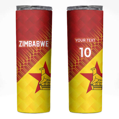 Custom Zimbabwe Cricket Skinny Tumbler Flame Warriors Zimbabwe Spirit - African Pride