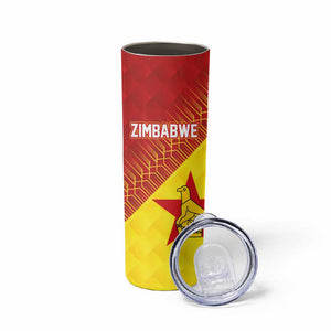 Custom Zimbabwe Cricket Skinny Tumbler Flame Warriors Zimbabwe Spirit - African Pride