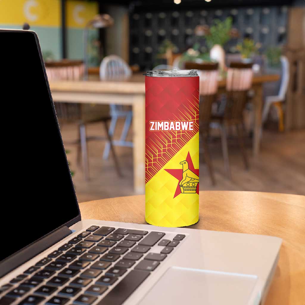 Custom Zimbabwe Cricket Skinny Tumbler Flame Warriors Zimbabwe Spirit - African Pride