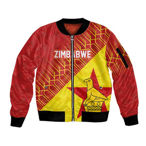 Custom Zimbabwe Cricket Sleeve Zip Bomber Jacket Flame Warriors Zimbabwe Spirit - African Pride