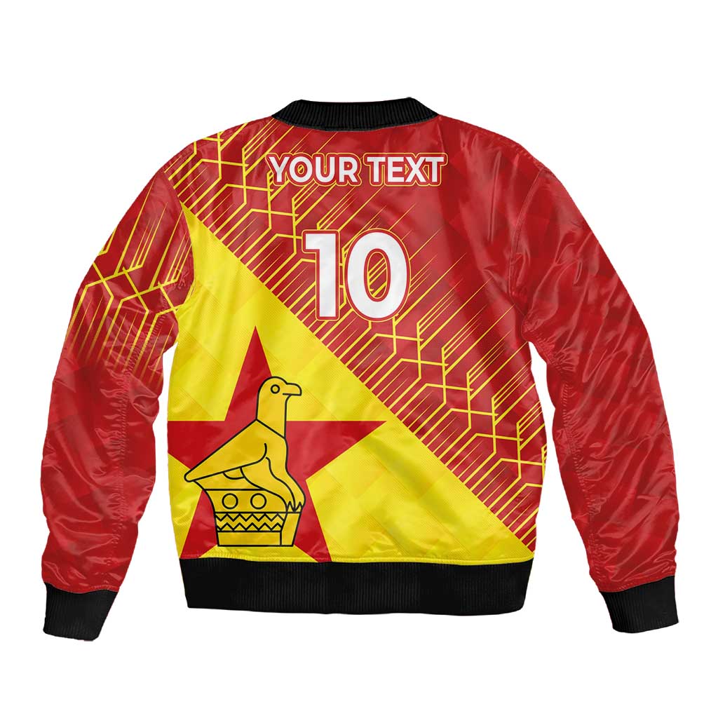 Custom Zimbabwe Cricket Sleeve Zip Bomber Jacket Flame Warriors Zimbabwe Spirit - African Pride