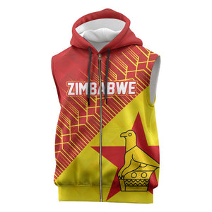 Custom Zimbabwe Cricket Sleeveless Zip Hoodie Flame Warriors Zimbabwe Spirit - African Pride