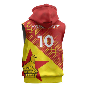 Custom Zimbabwe Cricket Sleeveless Zip Hoodie Flame Warriors Zimbabwe Spirit - African Pride