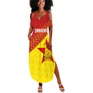 Custom Zimbabwe Cricket Summer Maxi Dress Flame Warriors Zimbabwe Spirit - African Pride