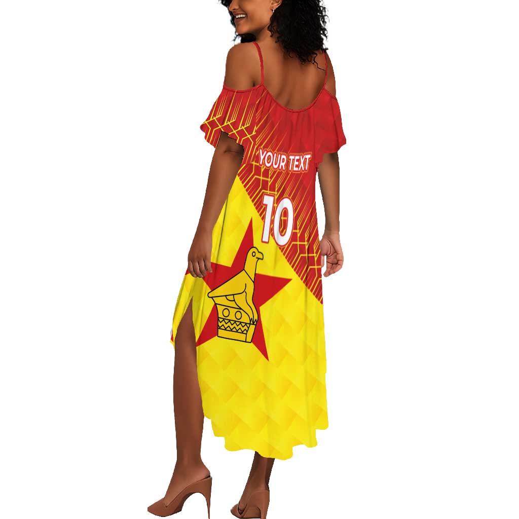 Custom Zimbabwe Cricket Summer Maxi Dress Flame Warriors Zimbabwe Spirit - African Pride
