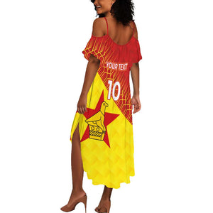 Custom Zimbabwe Cricket Summer Maxi Dress Flame Warriors Zimbabwe Spirit - African Pride