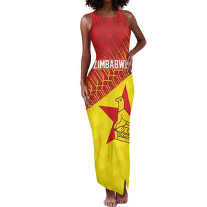 Custom Zimbabwe Cricket Tank Maxi Dress Flame Warriors Zimbabwe Spirit - African Pride