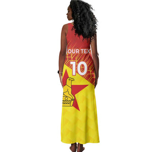 Custom Zimbabwe Cricket Tank Maxi Dress Flame Warriors Zimbabwe Spirit - African Pride