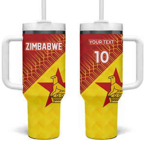 Custom Zimbabwe Cricket Tumbler With Handle Flame Warriors Zimbabwe Spirit - African Pride
