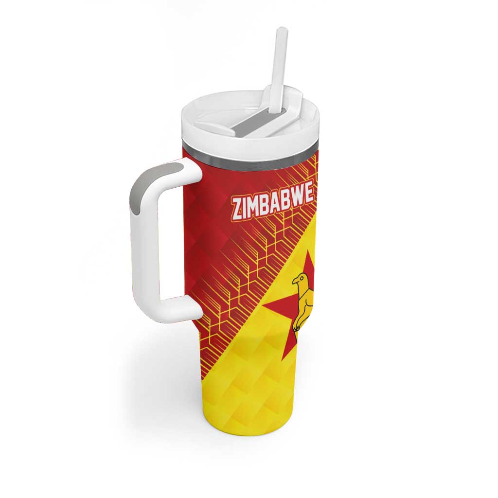 Custom Zimbabwe Cricket Tumbler With Handle Flame Warriors Zimbabwe Spirit - African Pride