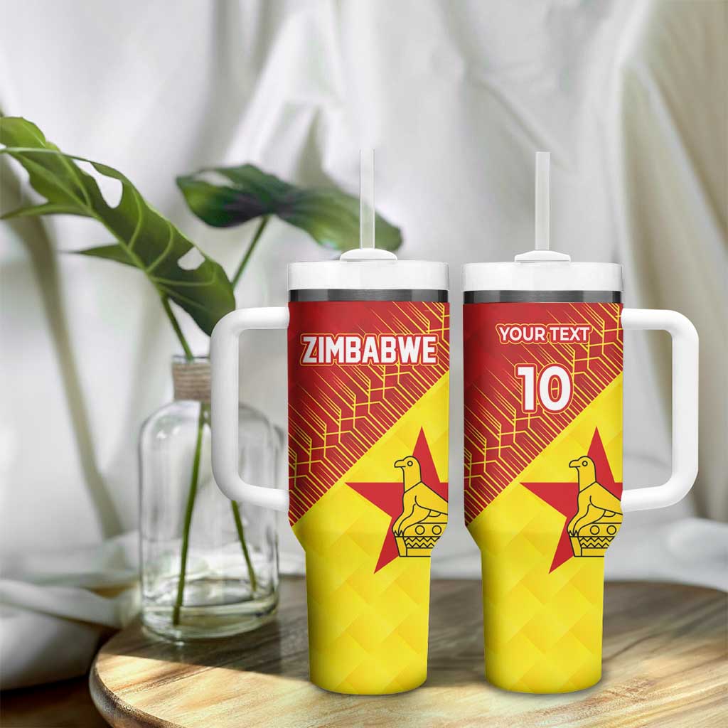 Custom Zimbabwe Cricket Tumbler With Handle Flame Warriors Zimbabwe Spirit - African Pride
