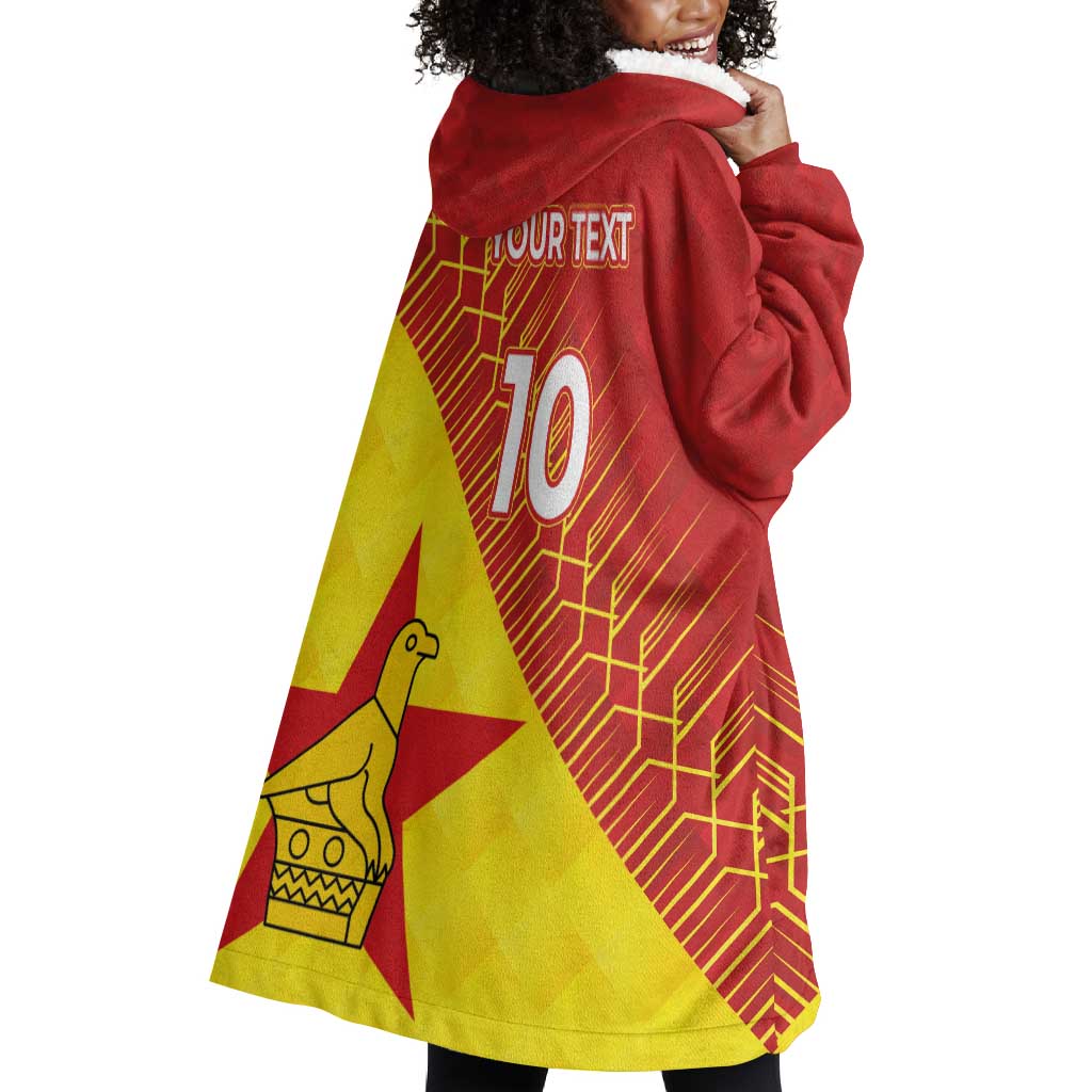 Custom Zimbabwe Cricket Wearable Blanket Hoodie Flame Warriors Zimbabwe Spirit - African Pride