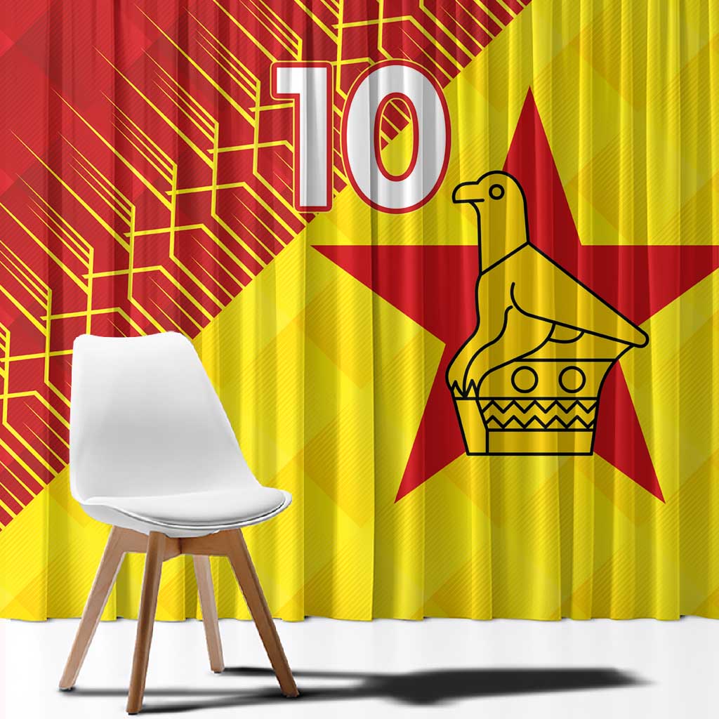 Custom Zimbabwe Cricket Window Curtain Flame Warriors Zimbabwe Spirit - African Pride