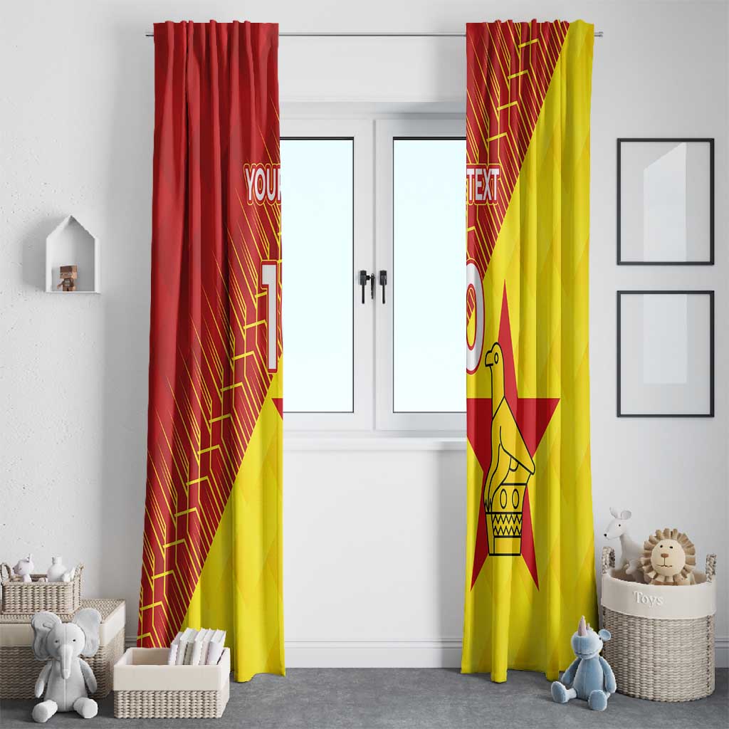 Custom Zimbabwe Cricket Window Curtain Flame Warriors Zimbabwe Spirit - African Pride