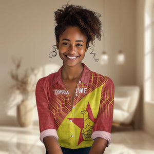 Custom Zimbabwe Cricket Women Casual Shirt Flame Warriors Zimbabwe Spirit - African Pride