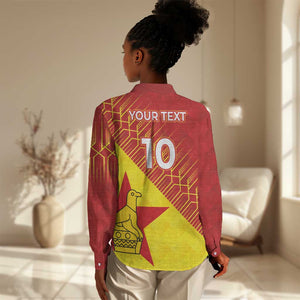 Custom Zimbabwe Cricket Women Casual Shirt Flame Warriors Zimbabwe Spirit - African Pride