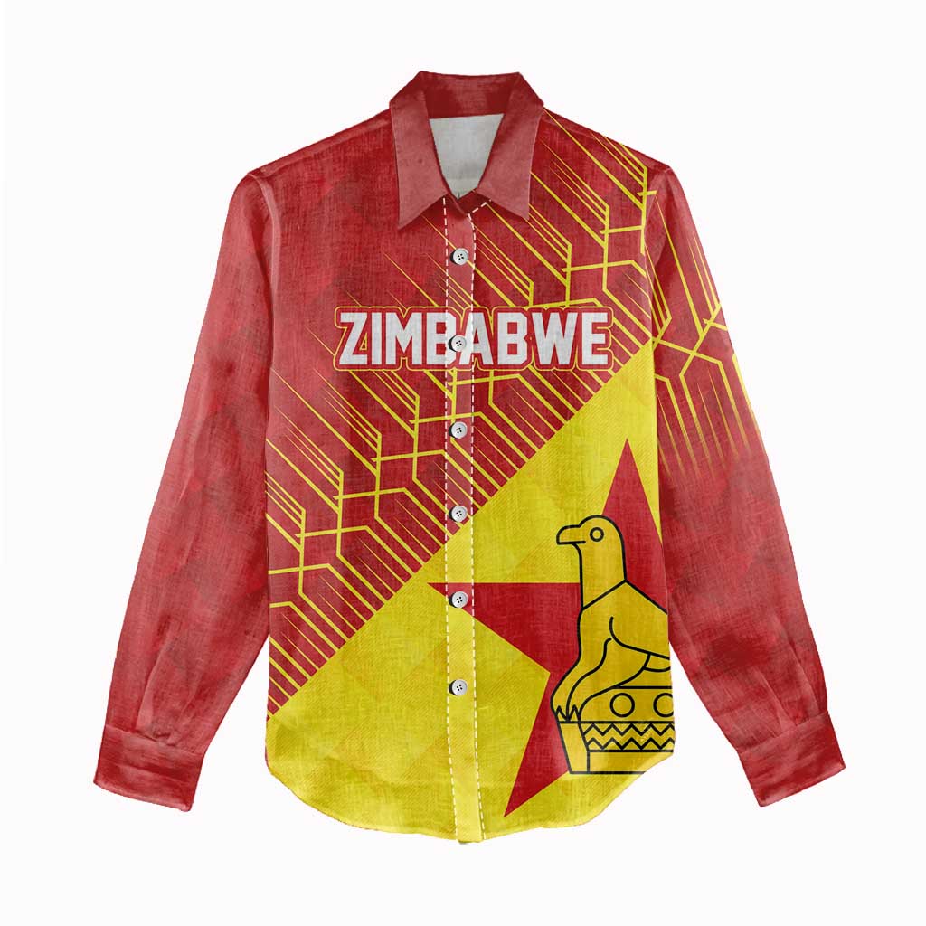 Custom Zimbabwe Cricket Women Casual Shirt Flame Warriors Zimbabwe Spirit - African Pride