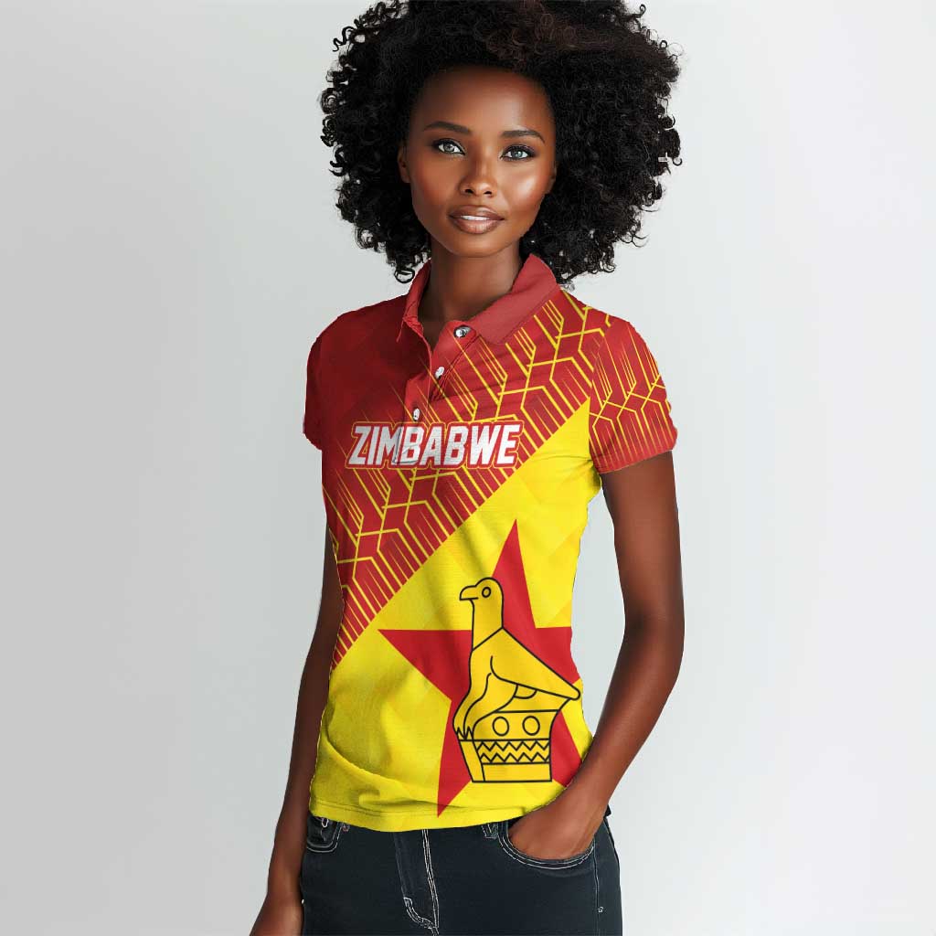 Custom Zimbabwe Cricket Women Polo Shirt Flame Warriors Zimbabwe Spirit - African Pride