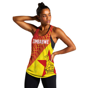 Custom Zimbabwe Cricket Women Racerback Tank Flame Warriors Zimbabwe Spirit - African Pride