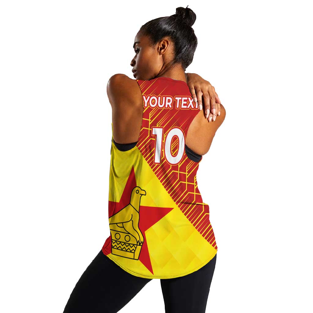 Custom Zimbabwe Cricket Women Racerback Tank Flame Warriors Zimbabwe Spirit - African Pride