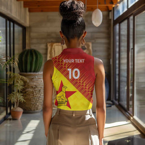 Custom Zimbabwe Cricket Women Sleeveless Polo Shirt Flame Warriors Zimbabwe Spirit - African Pride