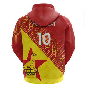 Custom Zimbabwe Cricket Zip Hoodie Flame Warriors Zimbabwe Spirit - African Pride
