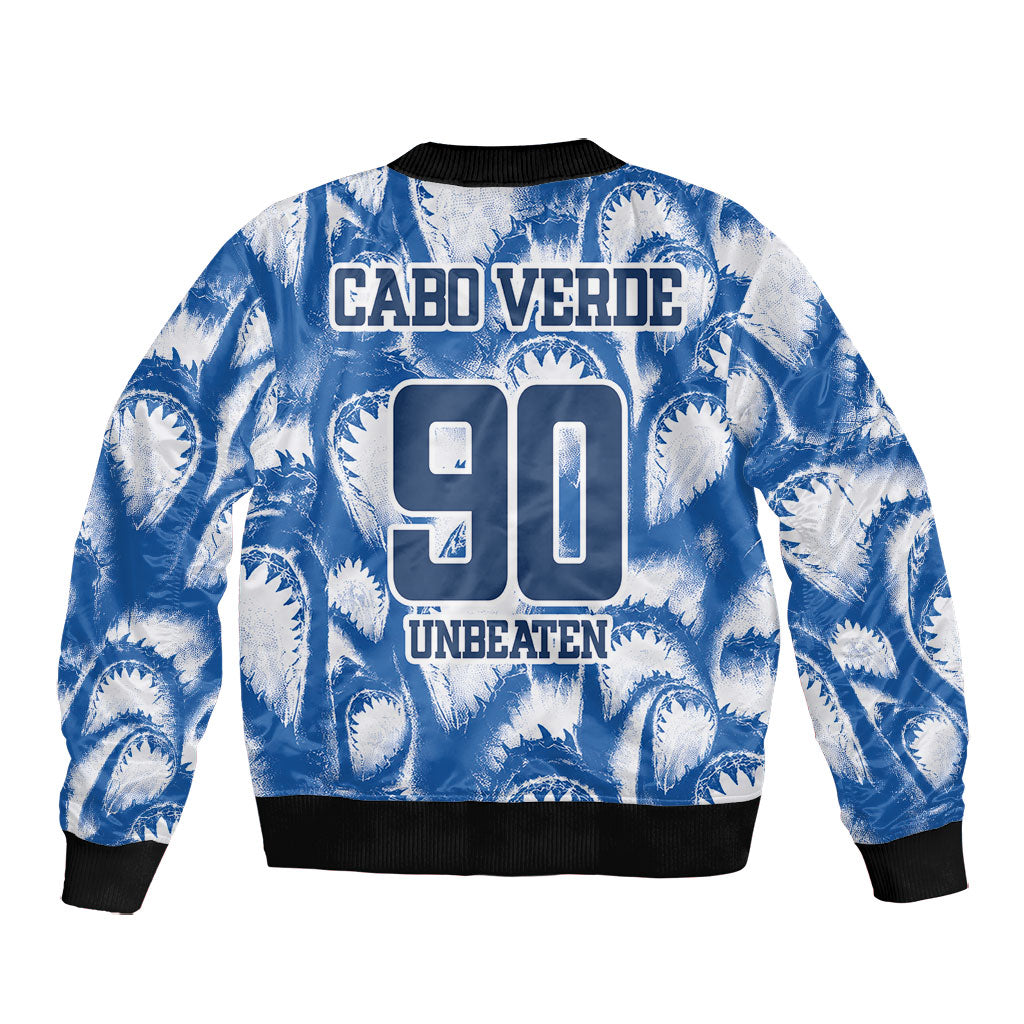 Cape Verde Football Bomber Jacket Blue Sharks - Unbeaten in 90 Minutes