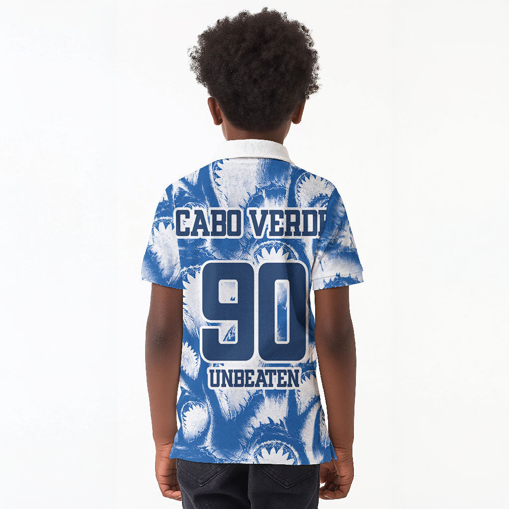 Cape Verde Football Kid Polo Shirt Blue Sharks - Unbeaten in 90 Minutes