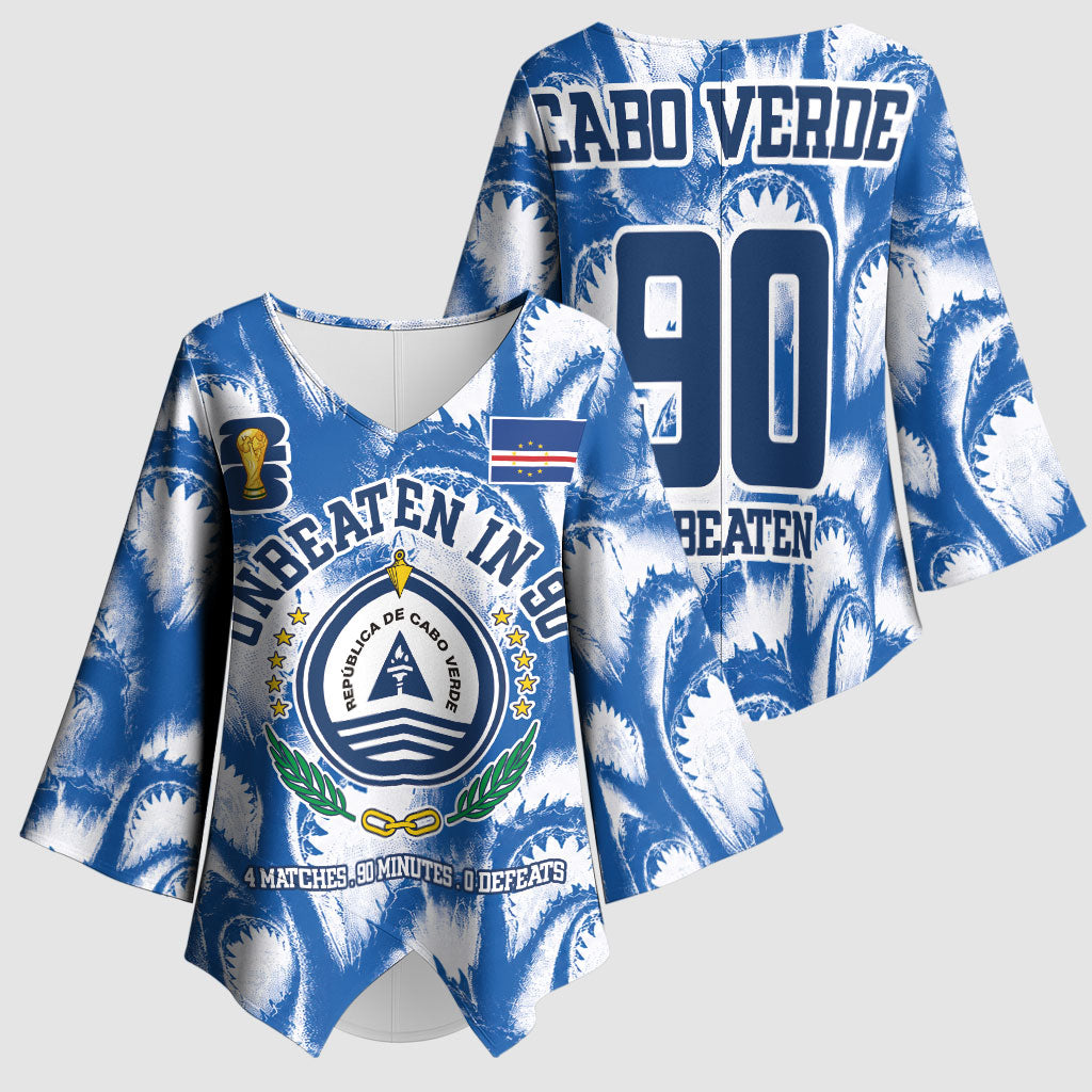 Cape Verde Football Kimono Sleeve Blouse Blue Sharks - Unbeaten in 90 Minutes