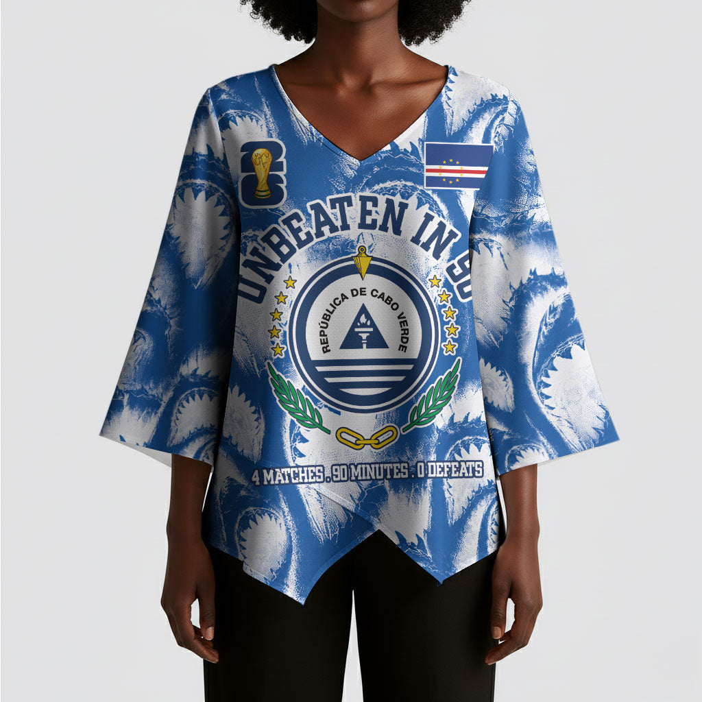 Cape Verde Football Kimono Sleeve Blouse Blue Sharks - Unbeaten in 90 Minutes