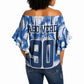 Cape Verde Football Off Shoulder Wrap Waist Top Blue Sharks - Unbeaten in 90 Minutes
