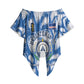 Cape Verde Football Off Shoulder Wrap Waist Top Blue Sharks - Unbeaten in 90 Minutes