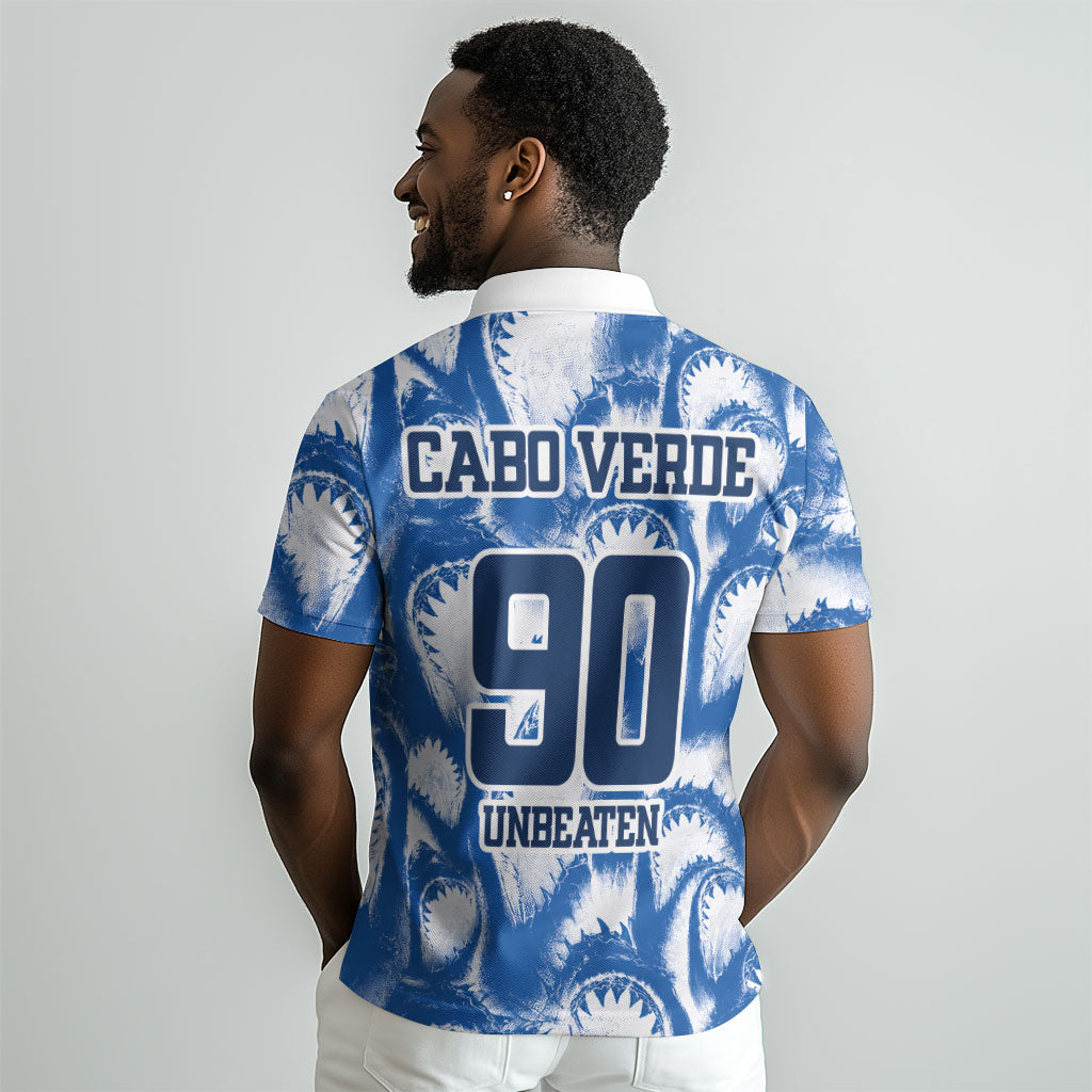 Cape Verde Football Polo Shirt Blue Sharks - Unbeaten in 90 Minutes