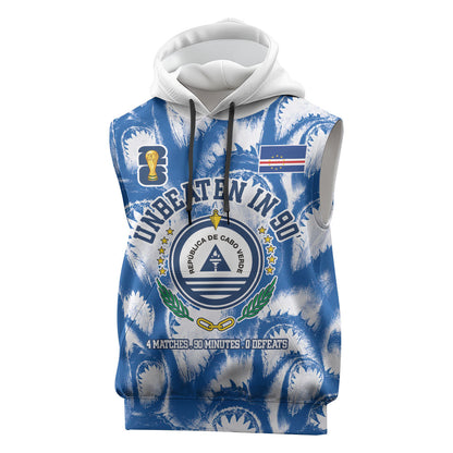 Cape Verde Football Sleeveless Hoodie Blue Sharks - Unbeaten in 90 Minutes