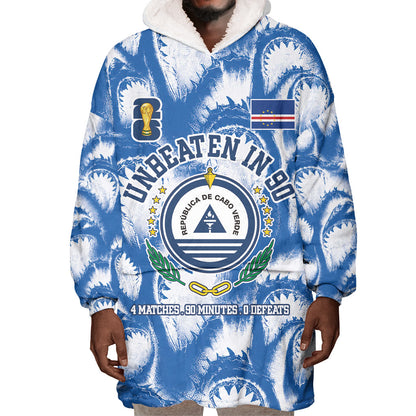 Cape Verde Football Wearable Blanket Hoodie Blue Sharks - Unbeaten in 90 Minutes