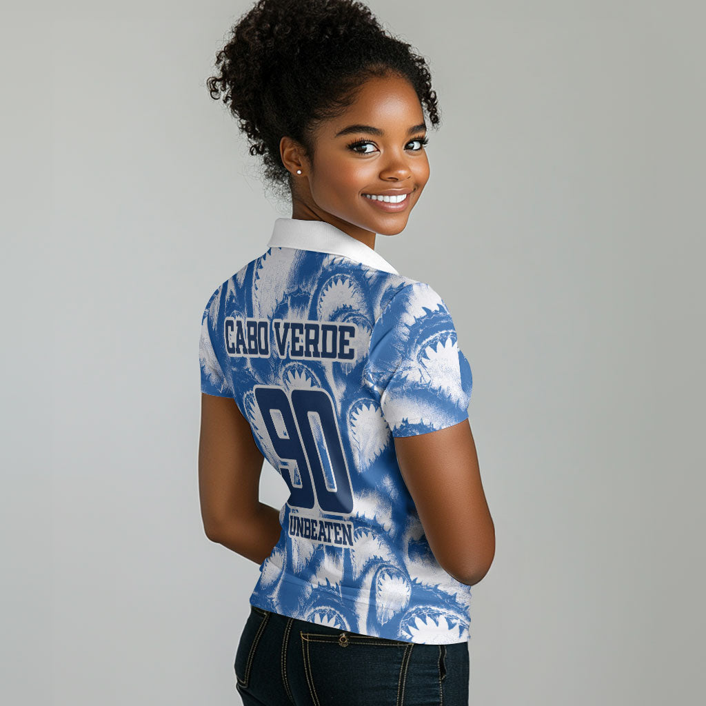 Cape Verde Football Women Polo Shirt Blue Sharks - Unbeaten in 90 Minutes