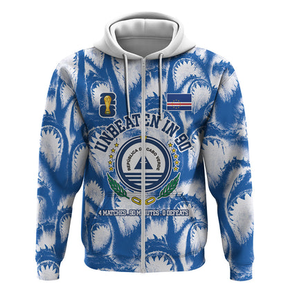 Cape Verde Football Zip Hoodie Blue Sharks - Unbeaten in 90 Minutes