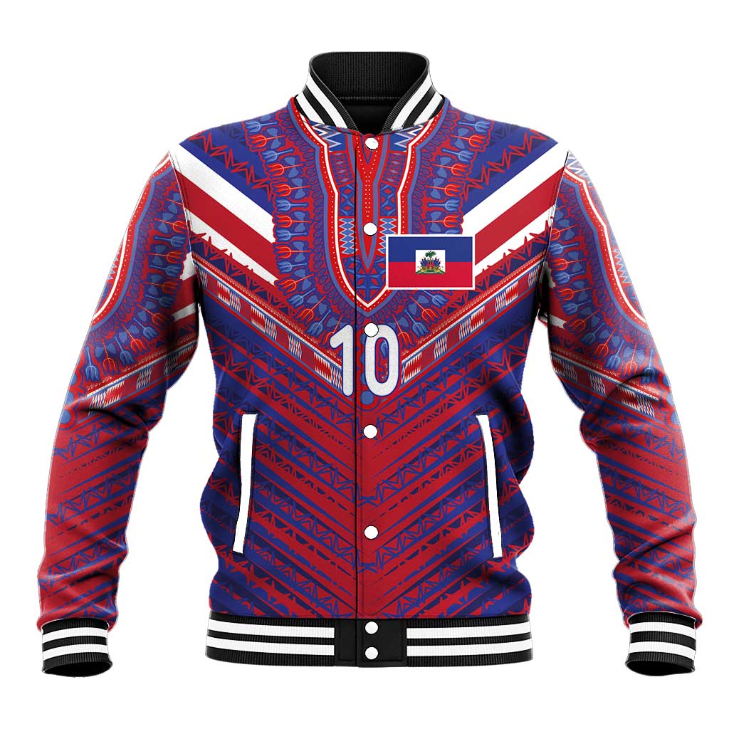 Custom Haiti National Football Baseball Jacket Dashiki Sporty Style - African Pride