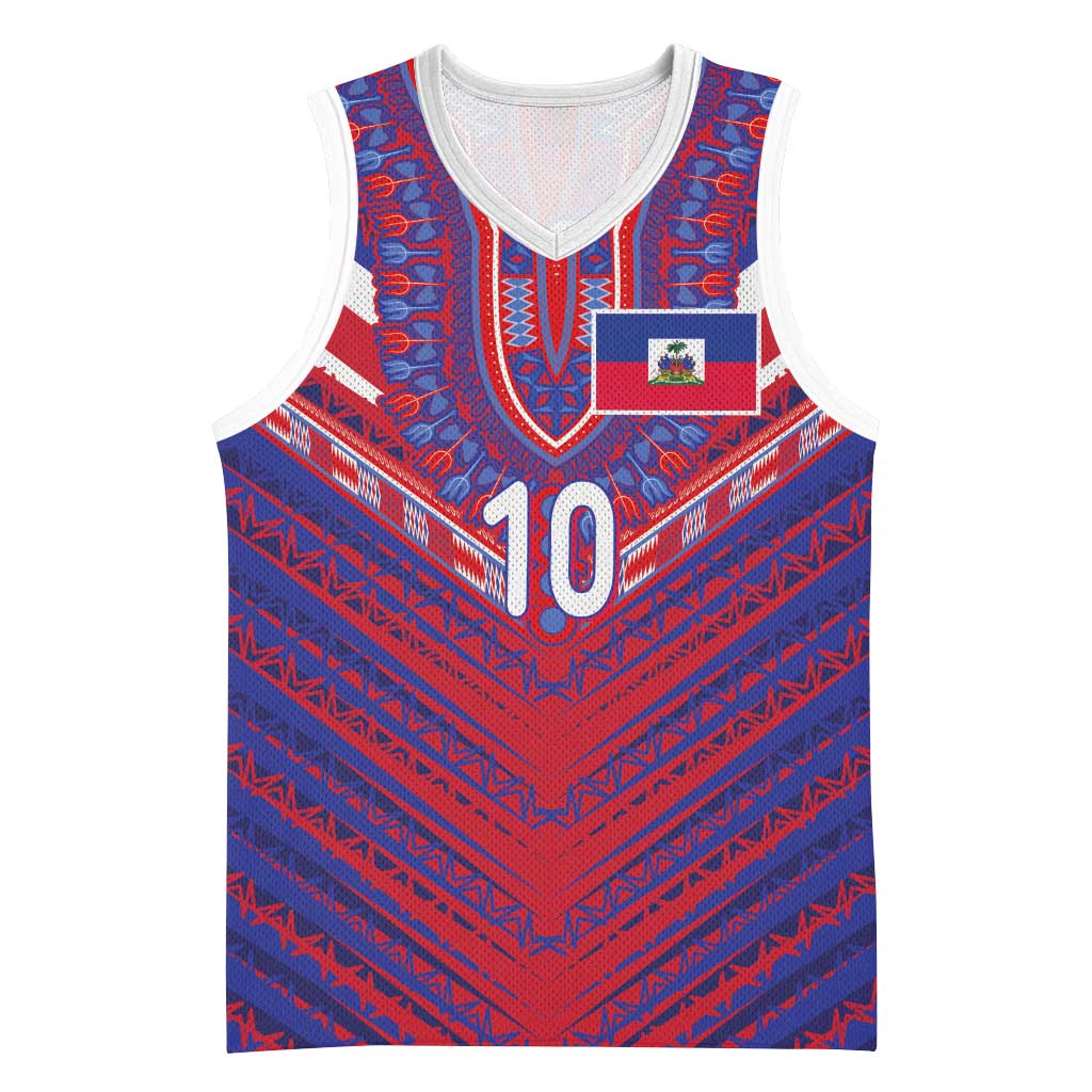 Custom Haiti National Football Basketball Jersey Dashiki Sporty Style - African Pride