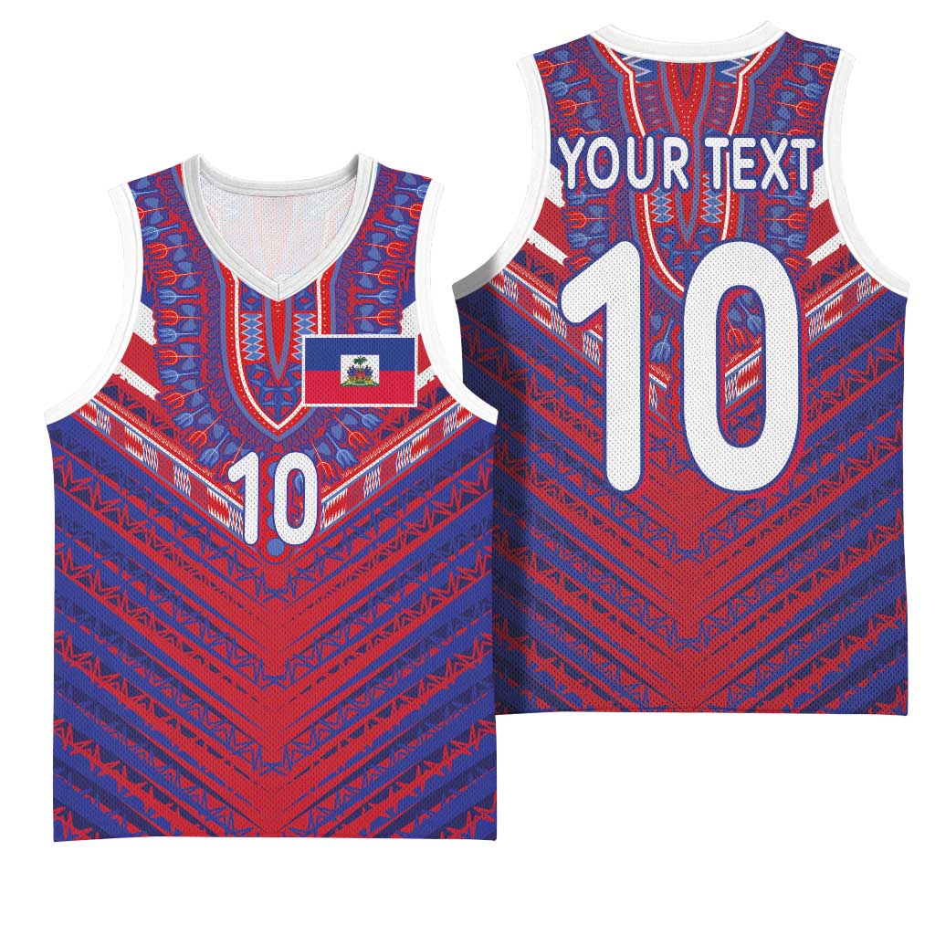 Custom Haiti National Football Basketball Jersey Dashiki Sporty Style - African Pride