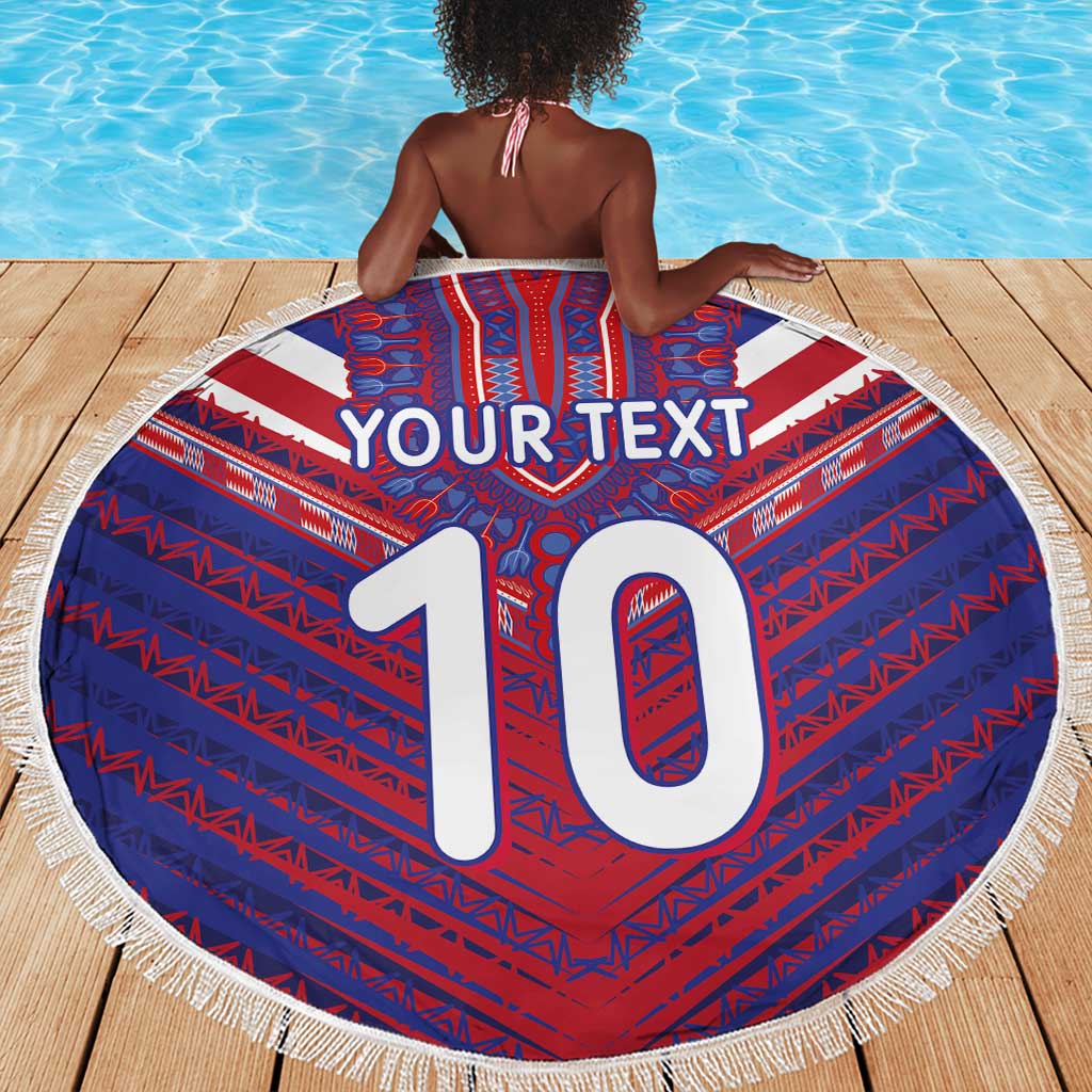 Custom Haiti National Football Beach Blanket Dashiki Sporty Style - African Pride