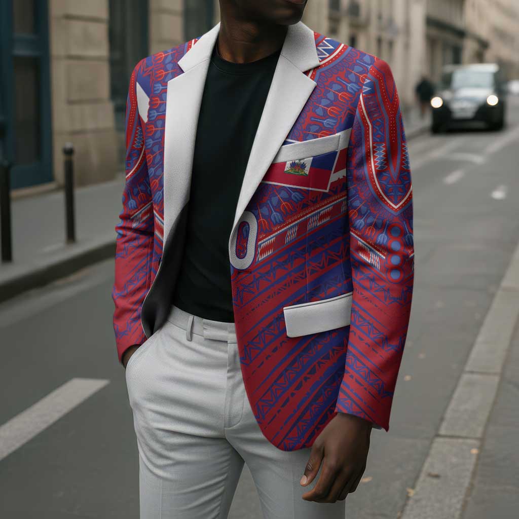 Custom Haiti National Football Blazer Dashiki Sporty Style - African Pride