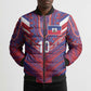 Custom Haiti National Football Bomber Puffer Jacket Dashiki Sporty Style - African Pride