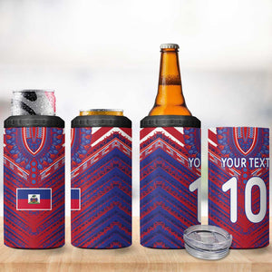 Custom Haiti National Football 4 in 1 Can Cooler Tumbler Dashiki Sporty Style - African Pride