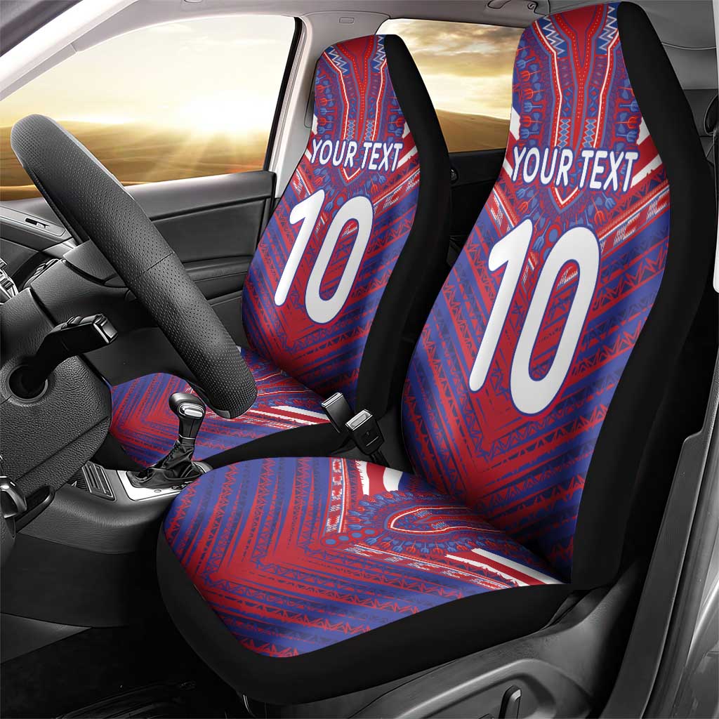 Custom Haiti National Football Car Seat Cover Dashiki Sporty Style - African Pride