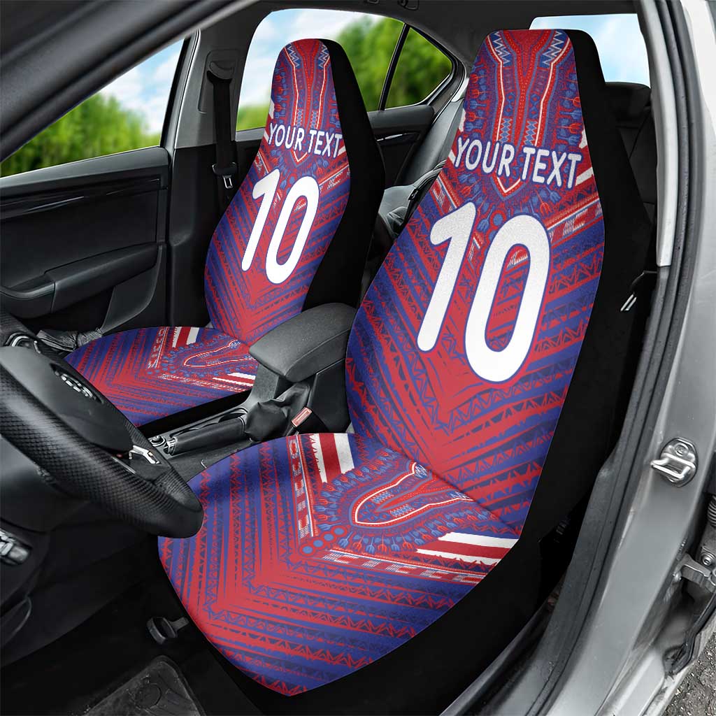 Custom Haiti National Football Car Seat Cover Dashiki Sporty Style - African Pride